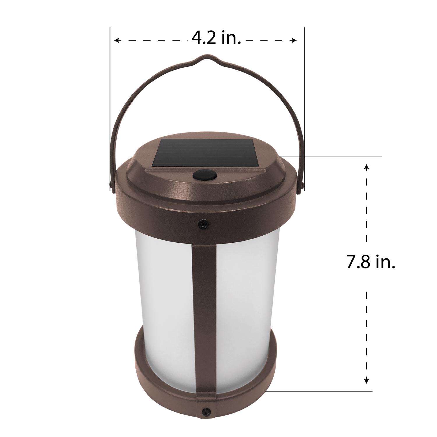  Feit Smart Home 4 In. Solar Power Metal Round Hanging Lantern Bronze