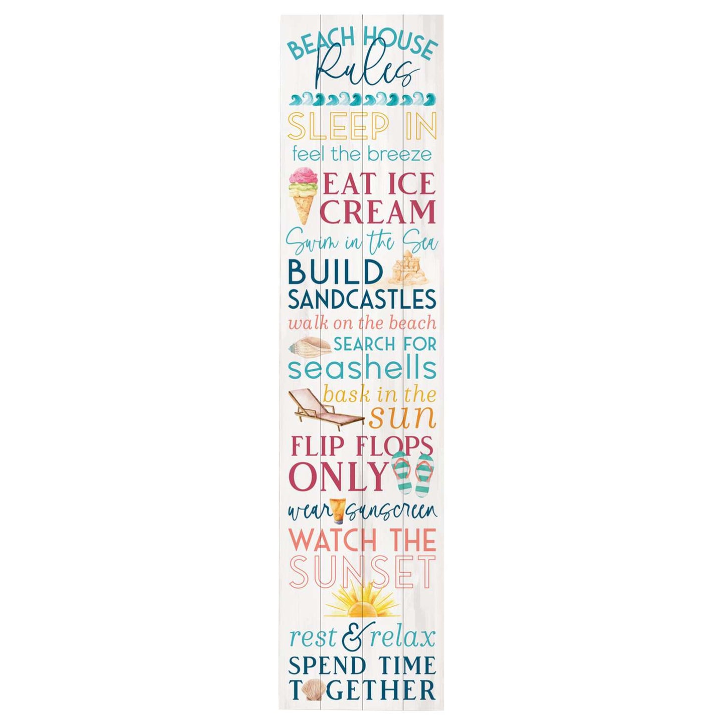  P. Graham Dunn Multicolored Wood 60 In. H Beach House Rules Porch Sign