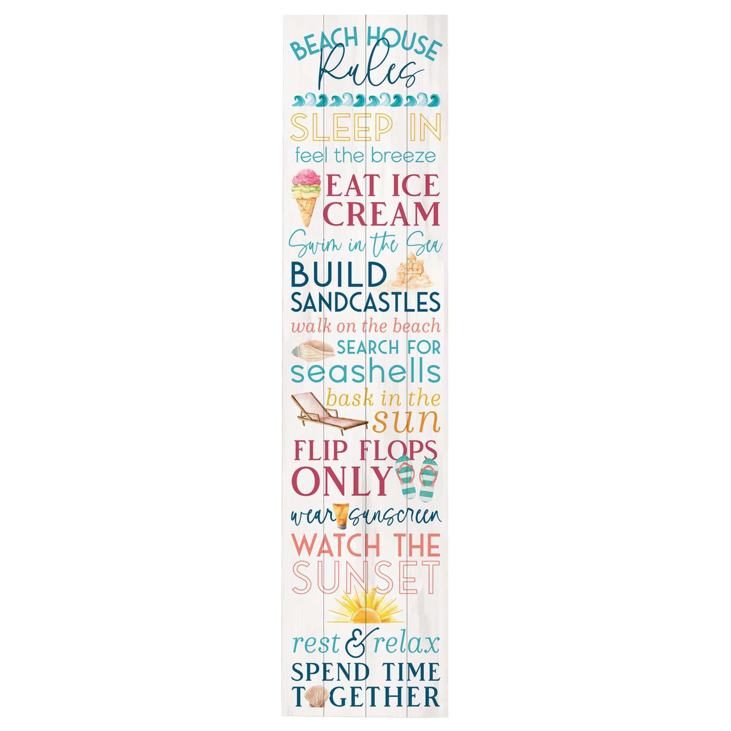  P. Graham Dunn Multicolored Wood 60 In. H Beach House Rules Porch Sign