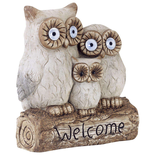  Alpine Fiberglass/Resin/Stone Gray 16 In. Owl Family Welcome Statue
