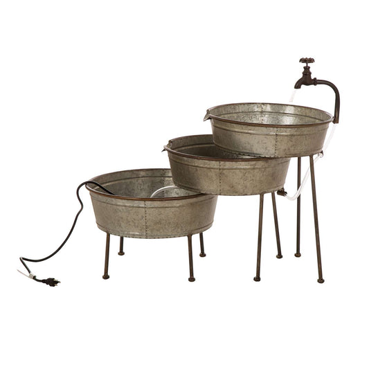  Glitzhome Metal Silver 25.5 In. H Fountain