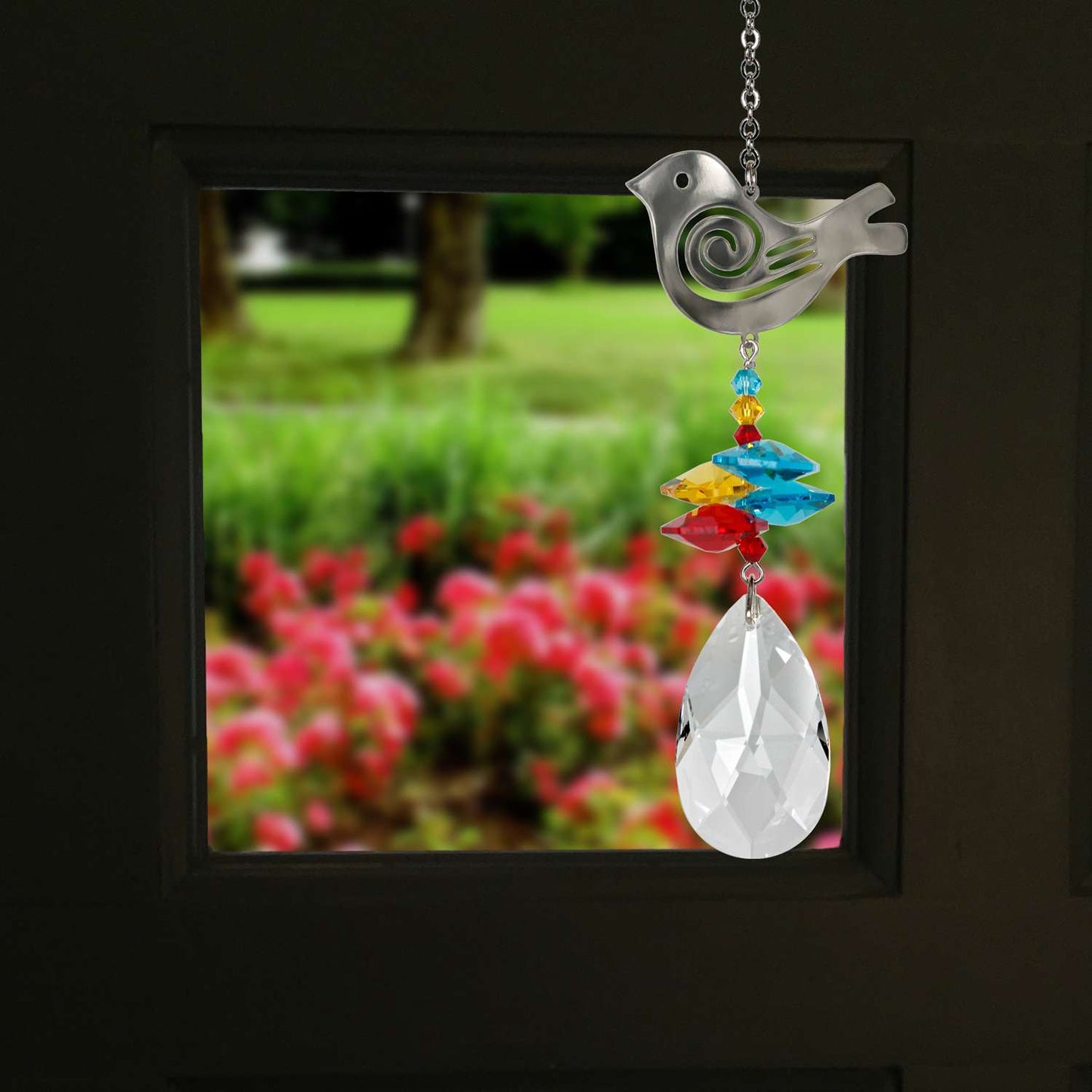  Woodstock Chimes Multi-color Crystal 4.5 In. Bird Wind Chime
