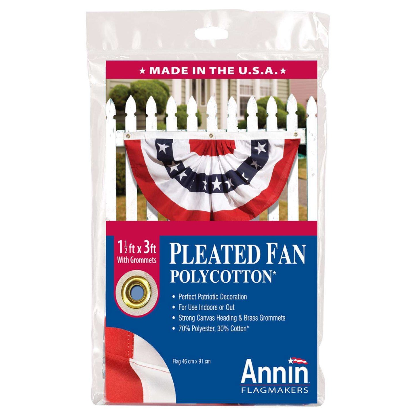  Annin American Pleated Flag 1.5 Ft. W X 3 Ft. L