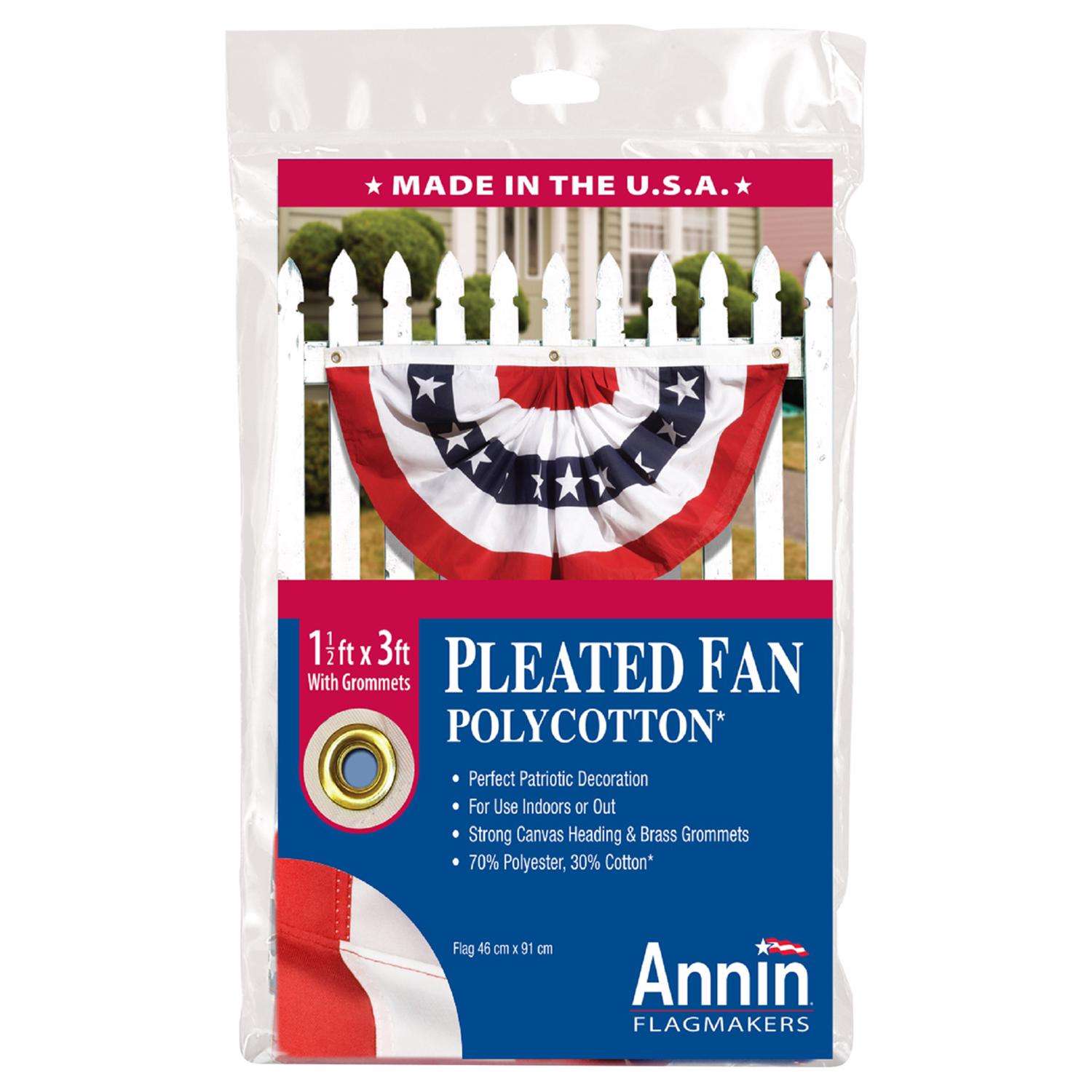  Annin American Pleated Flag 1.5 Ft. W X 3 Ft. L