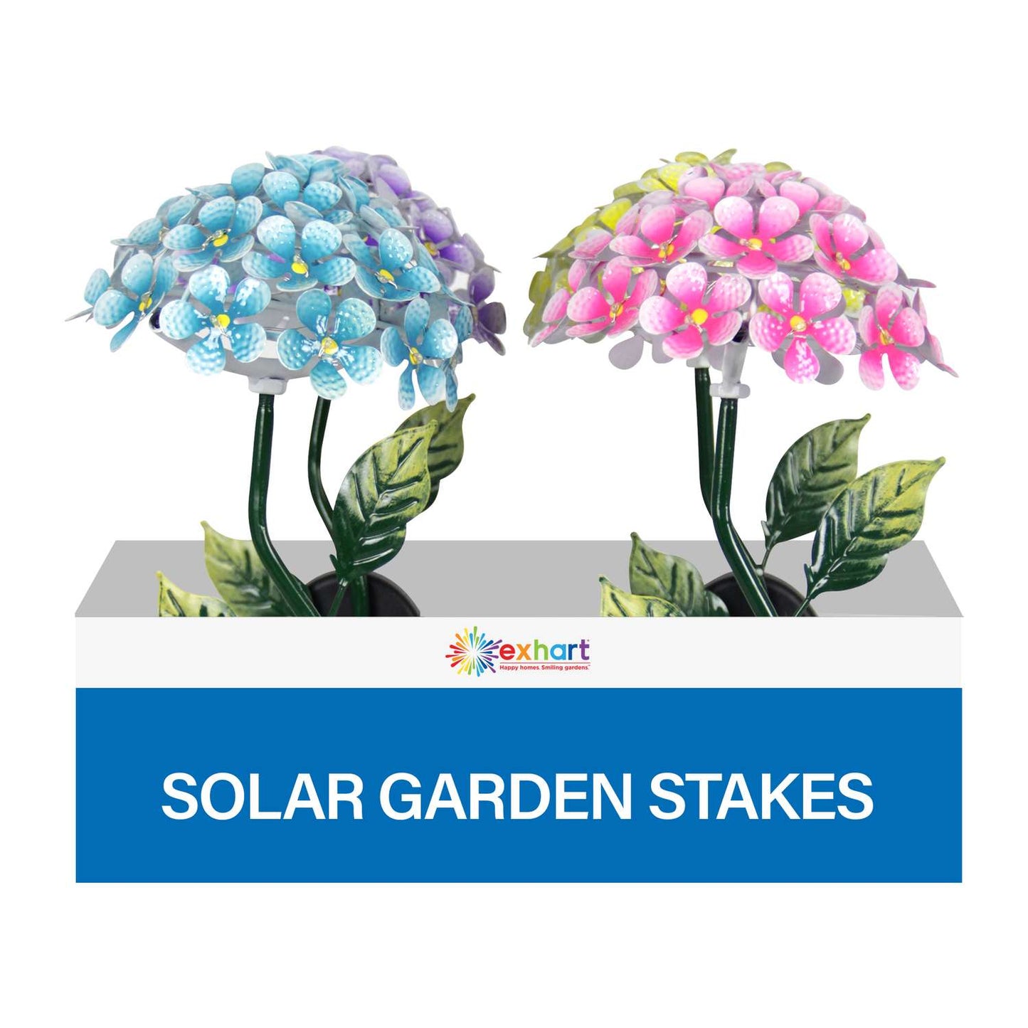  Exhart Assorted Metal 21.5 In. H Hydrangea Flower Solar Garden Stake