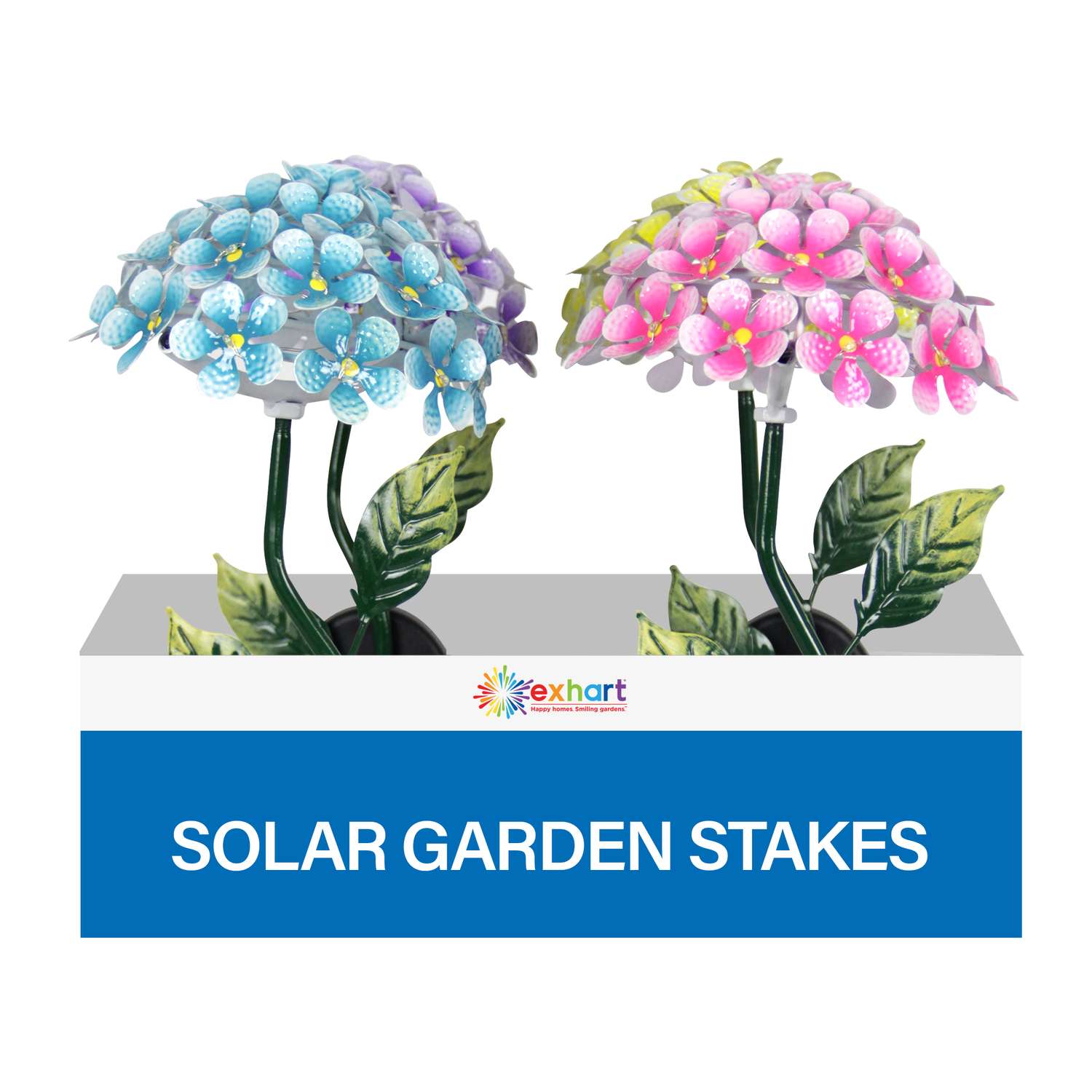  Exhart Assorted Metal 21.5 In. H Hydrangea Flower Solar Garden Stake