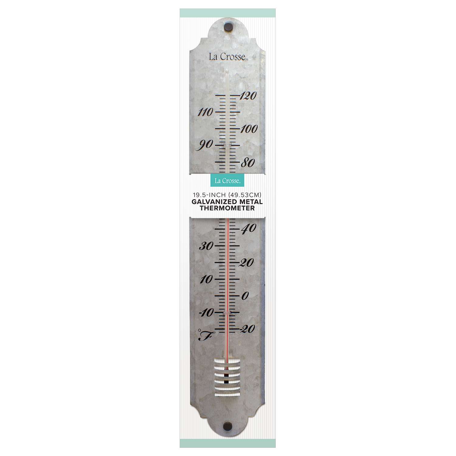  La Crosse Technology Thermometer Galvanized Metal Silver 19.81 In.