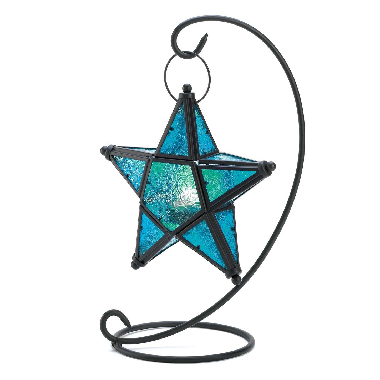  Gallery Of Light 14 In. Glass/Metal Sapphire Star Lantern Blue
