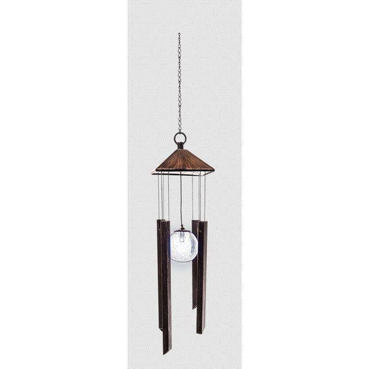  Garden Splendor Brown Metal 24 In. Pyramid Crackleball Wind Chime