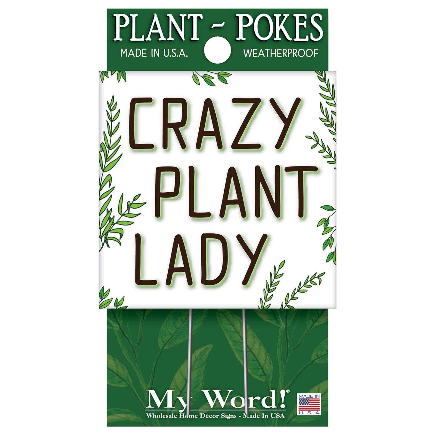  My Word! Multicolored Wood 4 In. H Crazy Plant Lady Plant Pokes