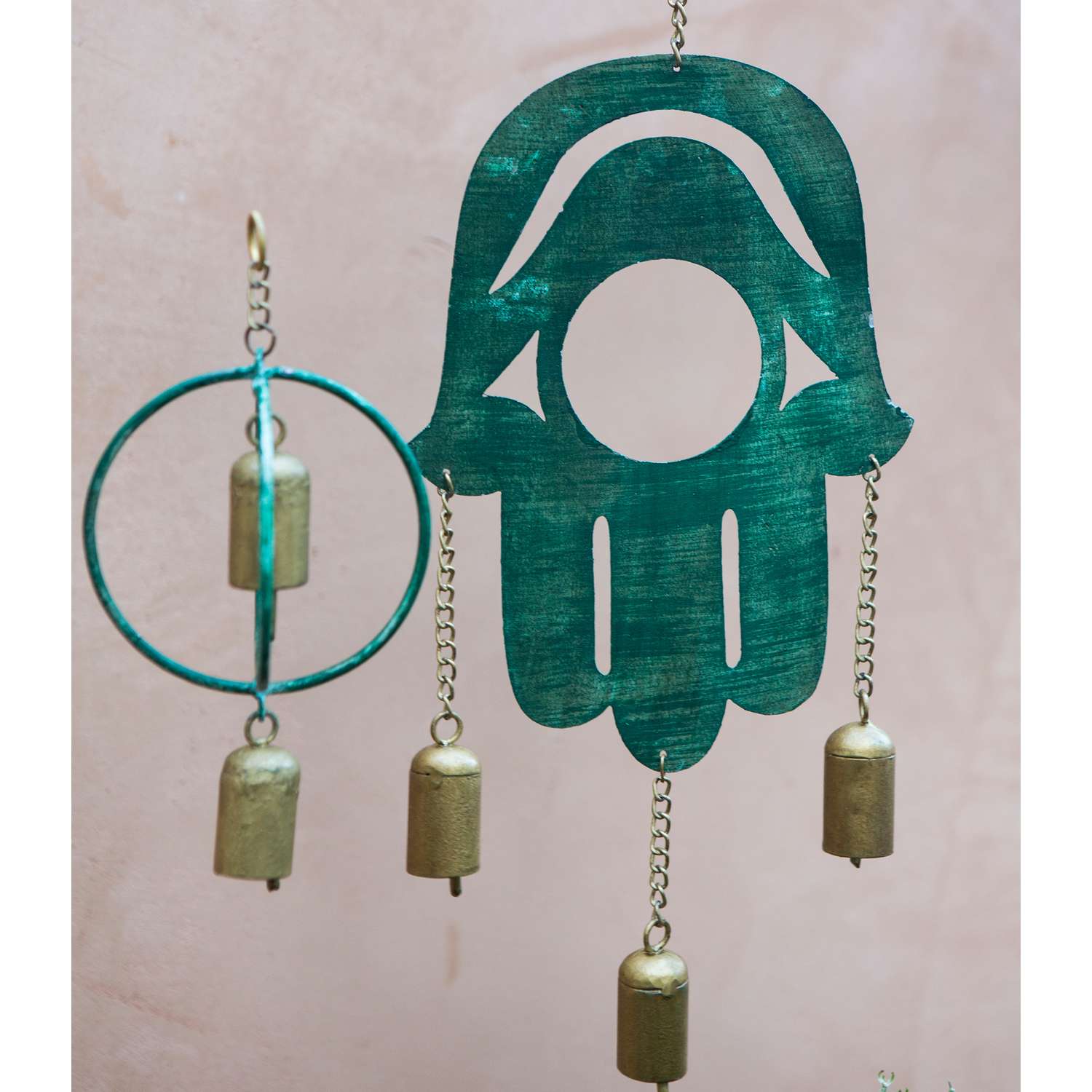  Matr Boomie Multi-color Hamsa Patina Wind Chime