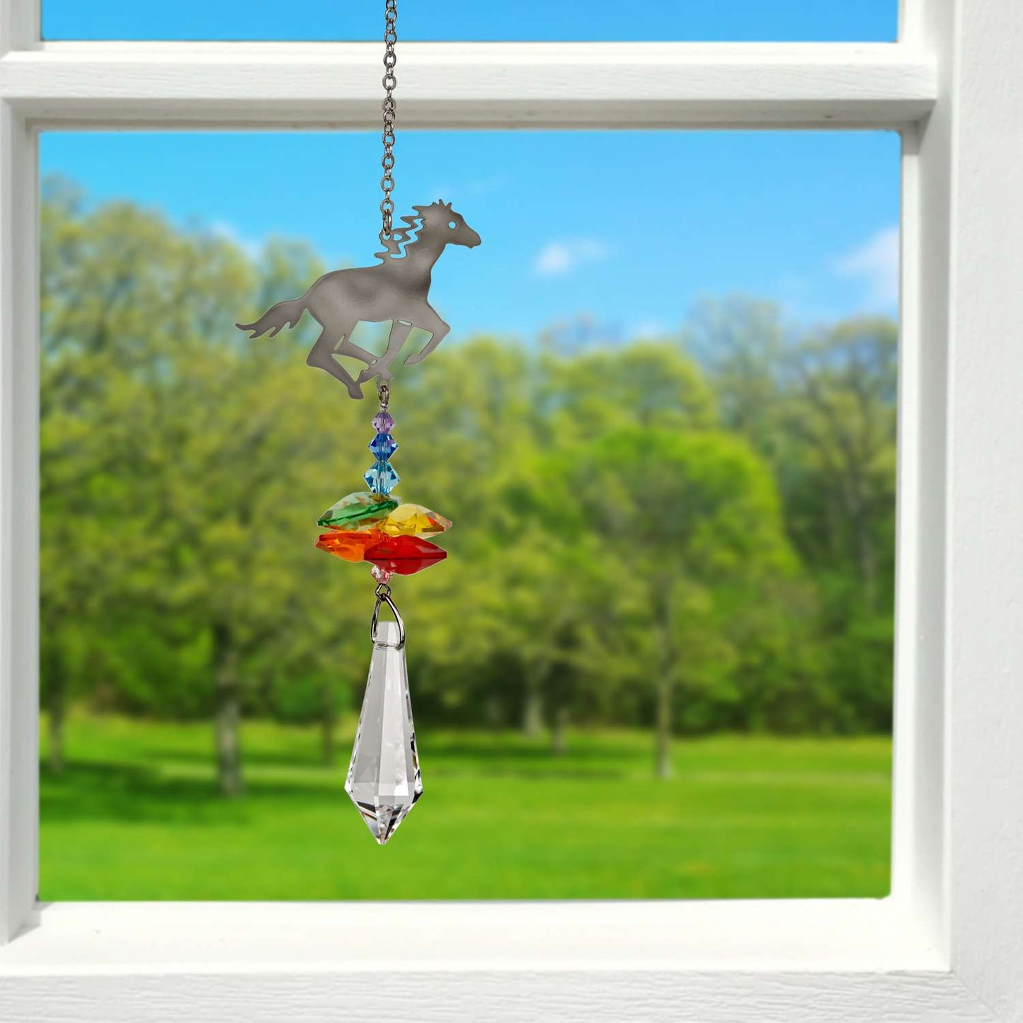  Woodstock Chimes Multi-color Crystal 4.5 In. Horse Wind Chime