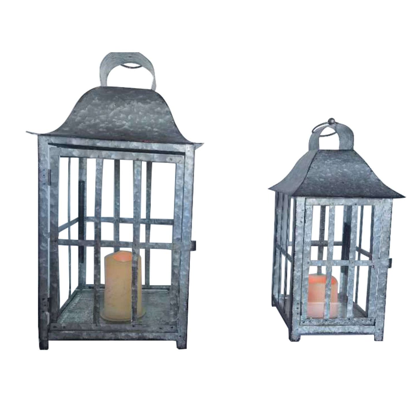  Smart Solar 16 In. Metal Lantern Silver