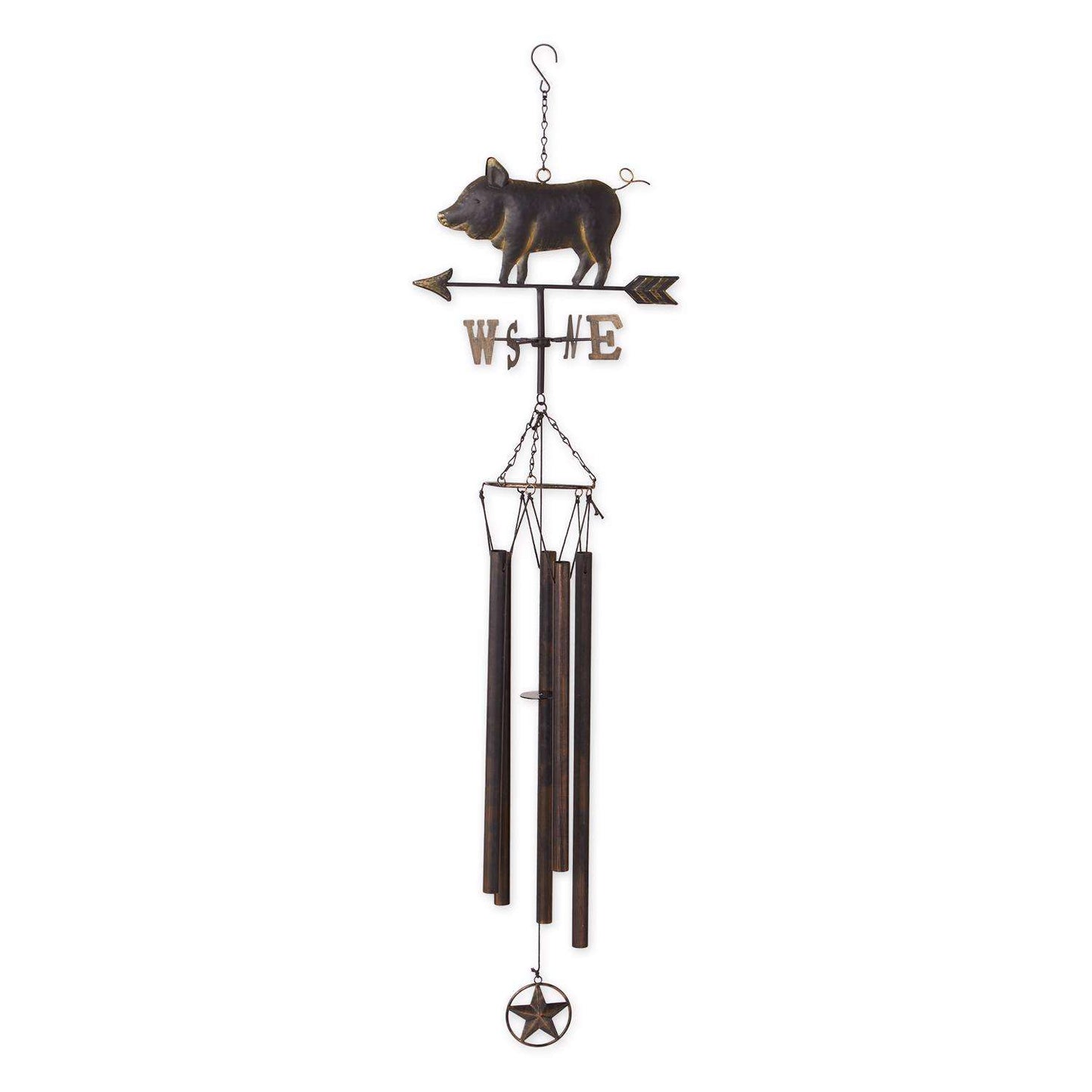  Zingz Black Iron 45 In. Weathervane Pig Wind Chime