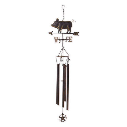  Zingz Black Iron 45 In. Weathervane Pig Wind Chime