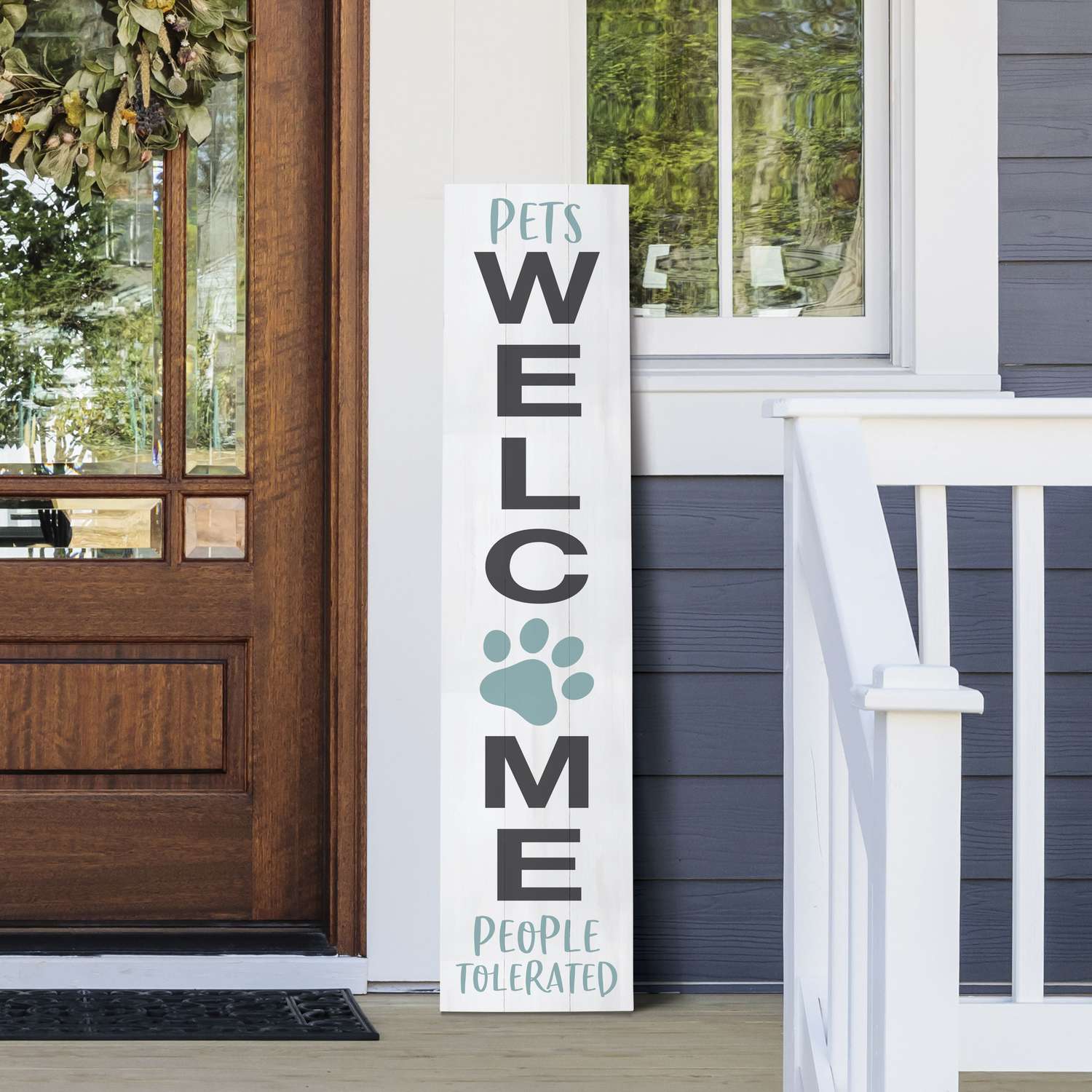  P. Graham Dunn Multicolored Wood 47 In. H Pets Welcome People Tolerated Porch Sign