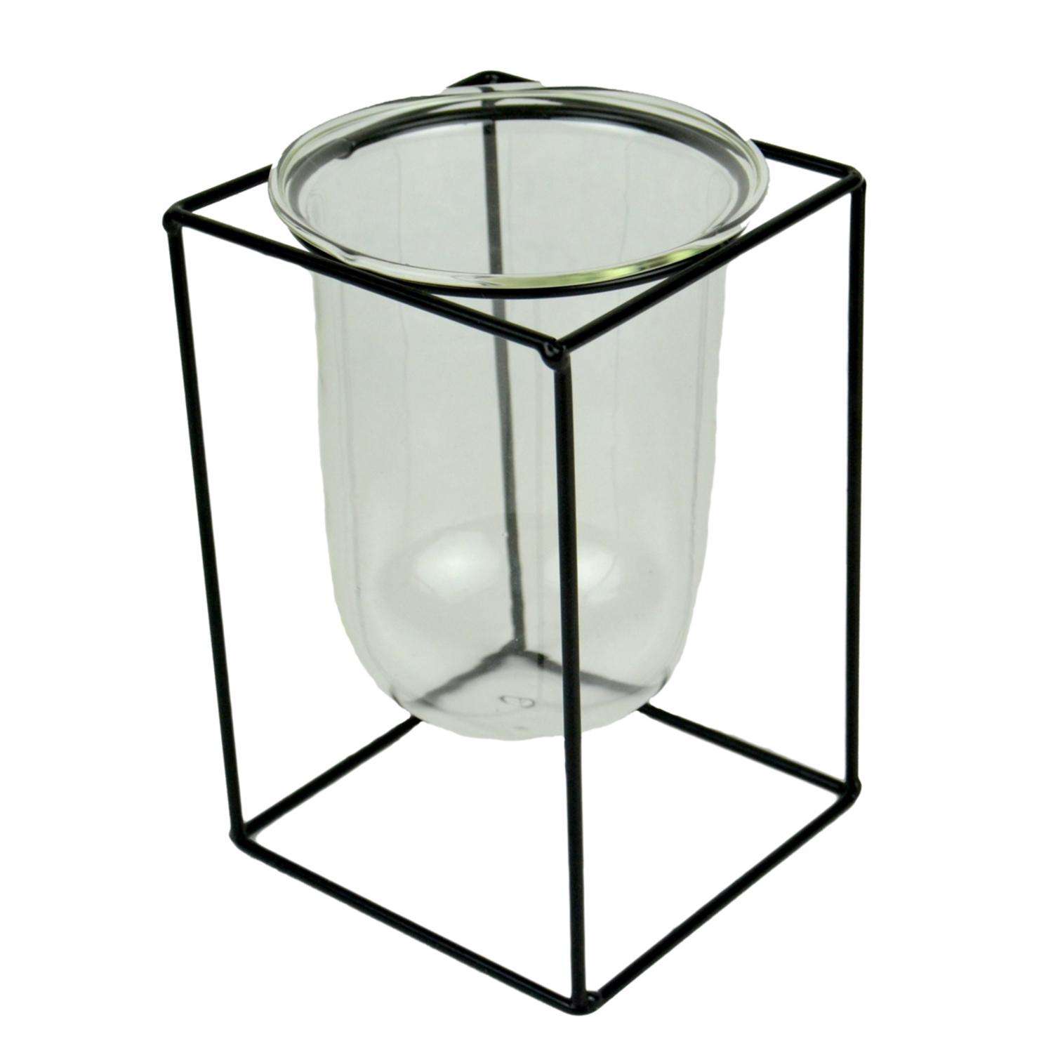  Touch Of Nature Black Steel 6 In. H Wide Glass Container Planter