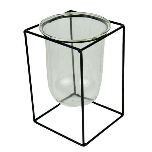  Touch Of Nature Black Steel 6 In. H Wide Glass Container Planter