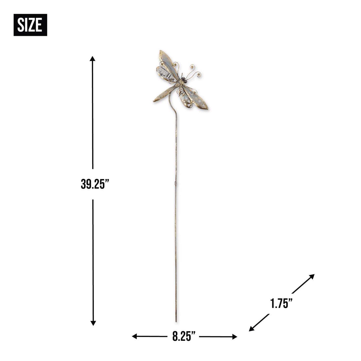  Zingz & Thingz Silver Iron 39.25 In. H Dragonfly Outdoor Garden Stake