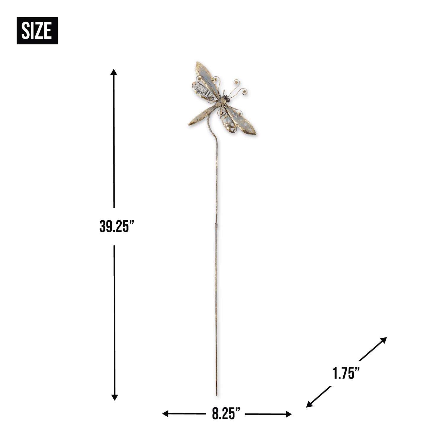  Zingz & Thingz Silver Iron 39.25 In. H Dragonfly Outdoor Garden Stake