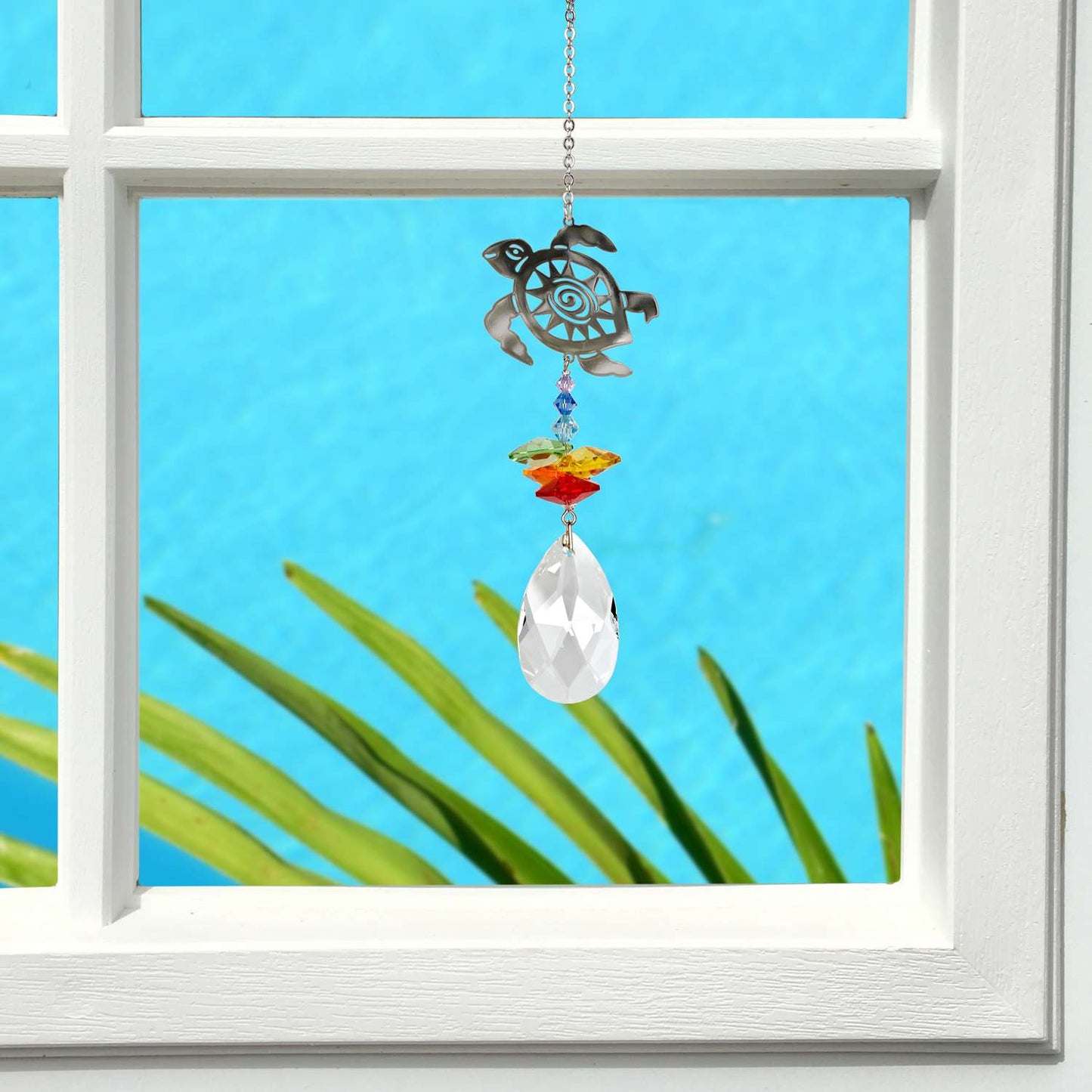  Woodstock Chimes Multi-color Crystal 4.5 In. Turtle Wind Chime