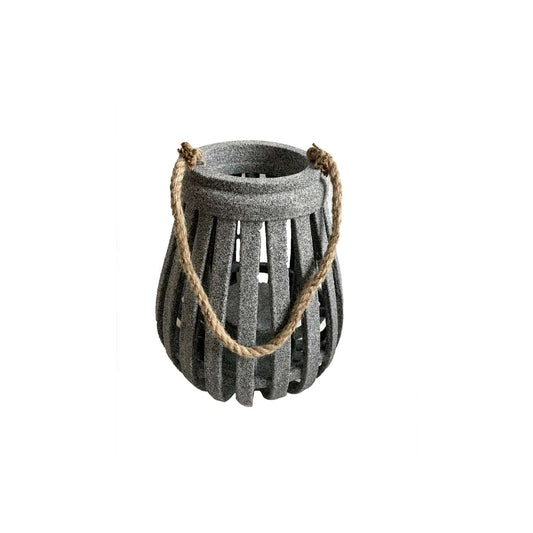  Infinity 13 In. Wood Cement Look Hanging Lantern Gray