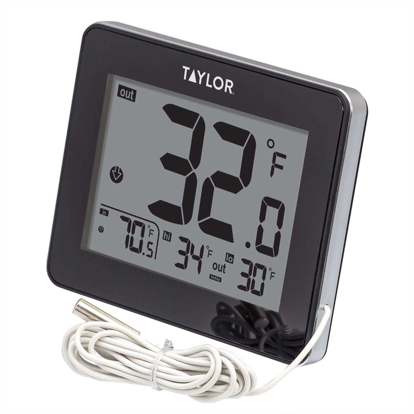  Taylor Wire Probe Digital Thermometer Plastic Black 3.15 In.