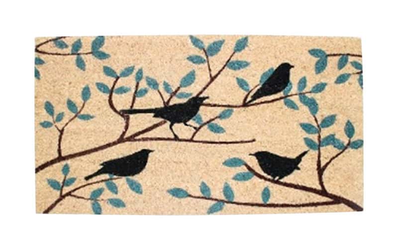  J & M Home Fashions Birds 2.5 Ft. W X 1.5 Ft. L Multi-color Coir Door Mat