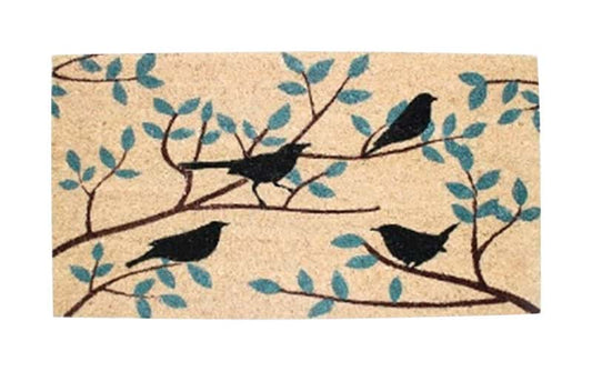  J & M Home Fashions Birds 2.5 Ft. W X 1.5 Ft. L Multi-color Coir Door Mat
