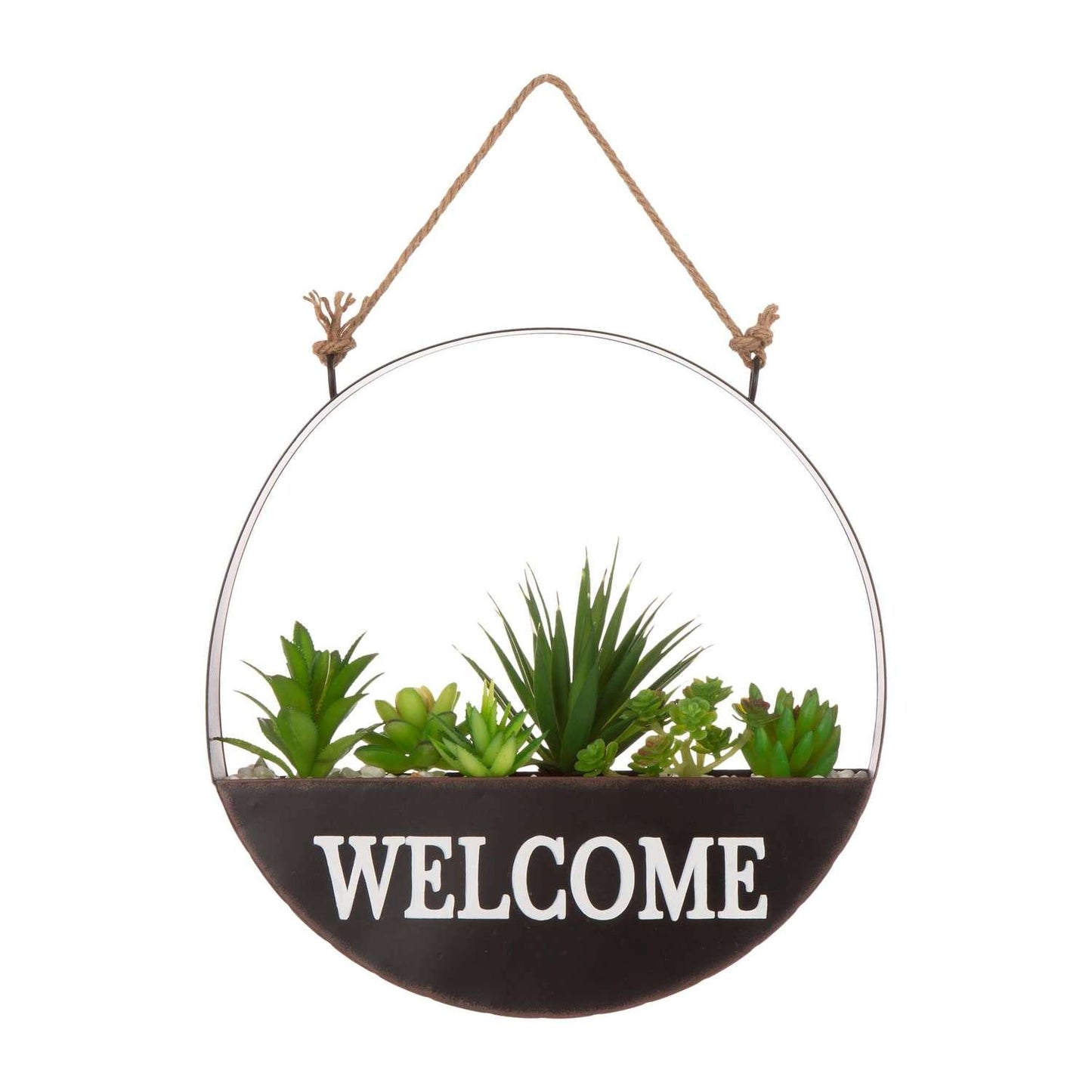  Glitzhome Black Metal 11.81 In. H Welcome Hanging Planter