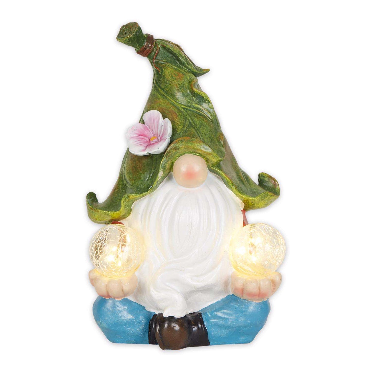  Zingz Polyresin Multi-color 11.6 In. Meditating Leaf-Hat Gnome Garden Statue