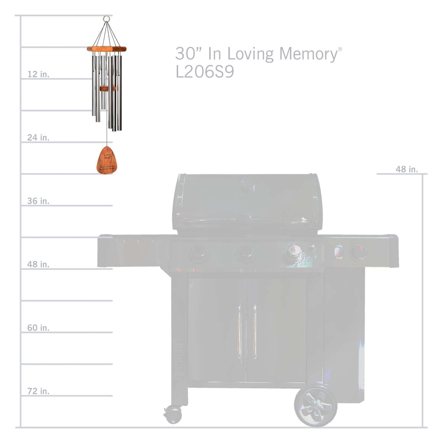  Wind River In Loving Memory Silver Aluminum/Wood 30 In. Wind Chime