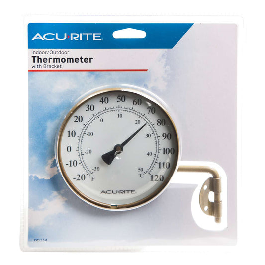  AcuRite Thermometer With Bracket Glass/Metal Bronze/White