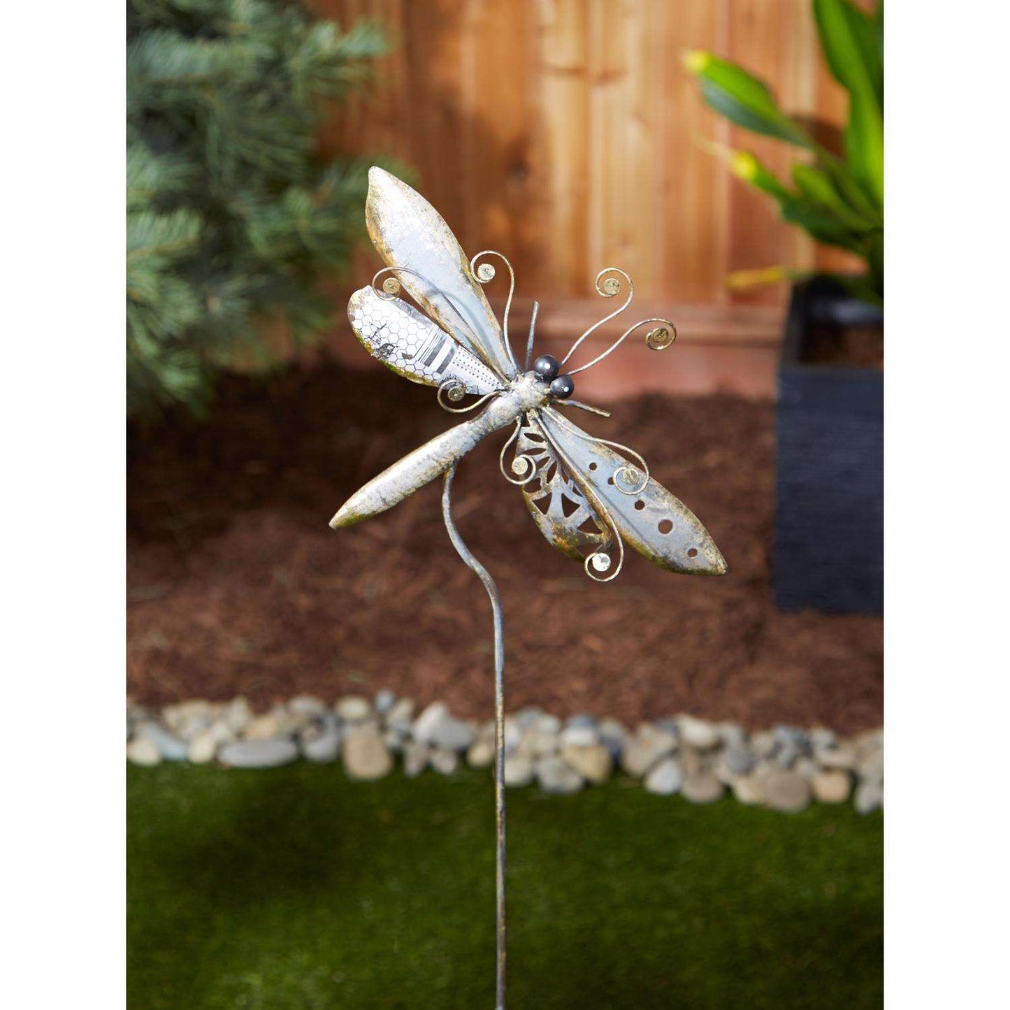  Zingz & Thingz Silver Iron 39.25 In. H Dragonfly Outdoor Garden Stake