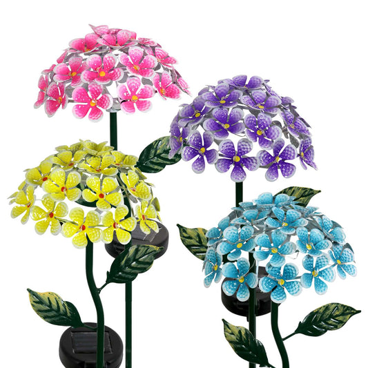  Exhart Assorted Metal 21.5 In. H Hydrangea Flower Solar Garden Stake
