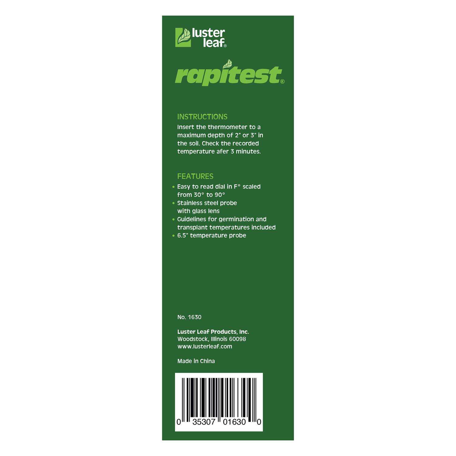  Luster Leaf Rapitest Soil Thermometer Stainless Steel Silver