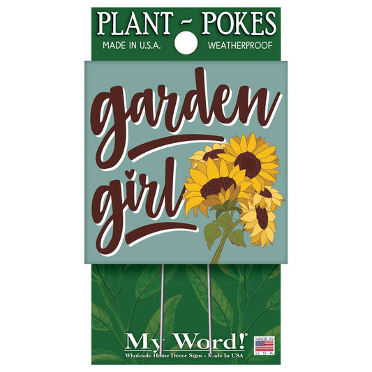  My Word! Multicolored Wood 4 In. H Garden Girl Plant Pokes