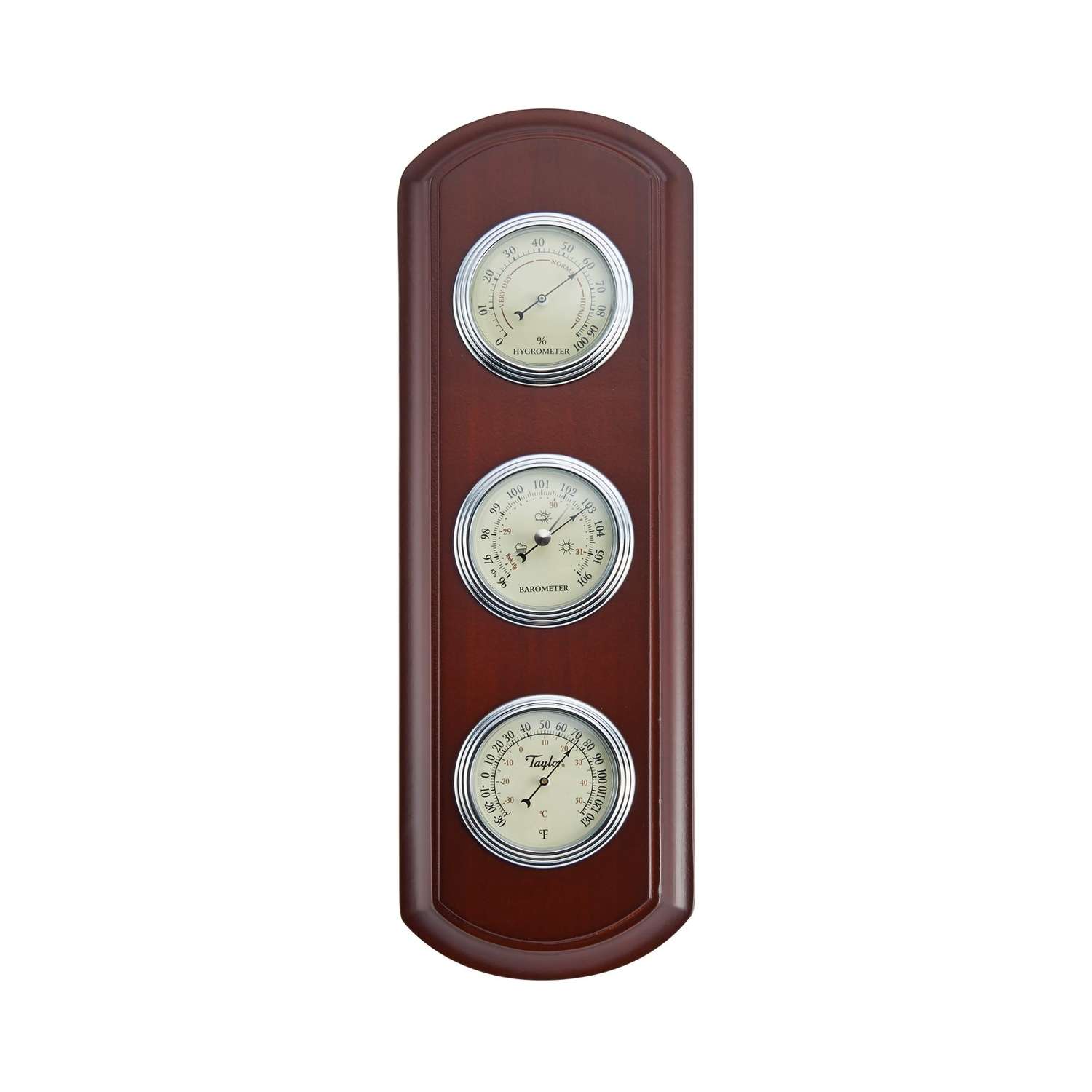  Taylor Wood Barometer/Hygrometer/Thermometer Wood Brown 14.37 In.