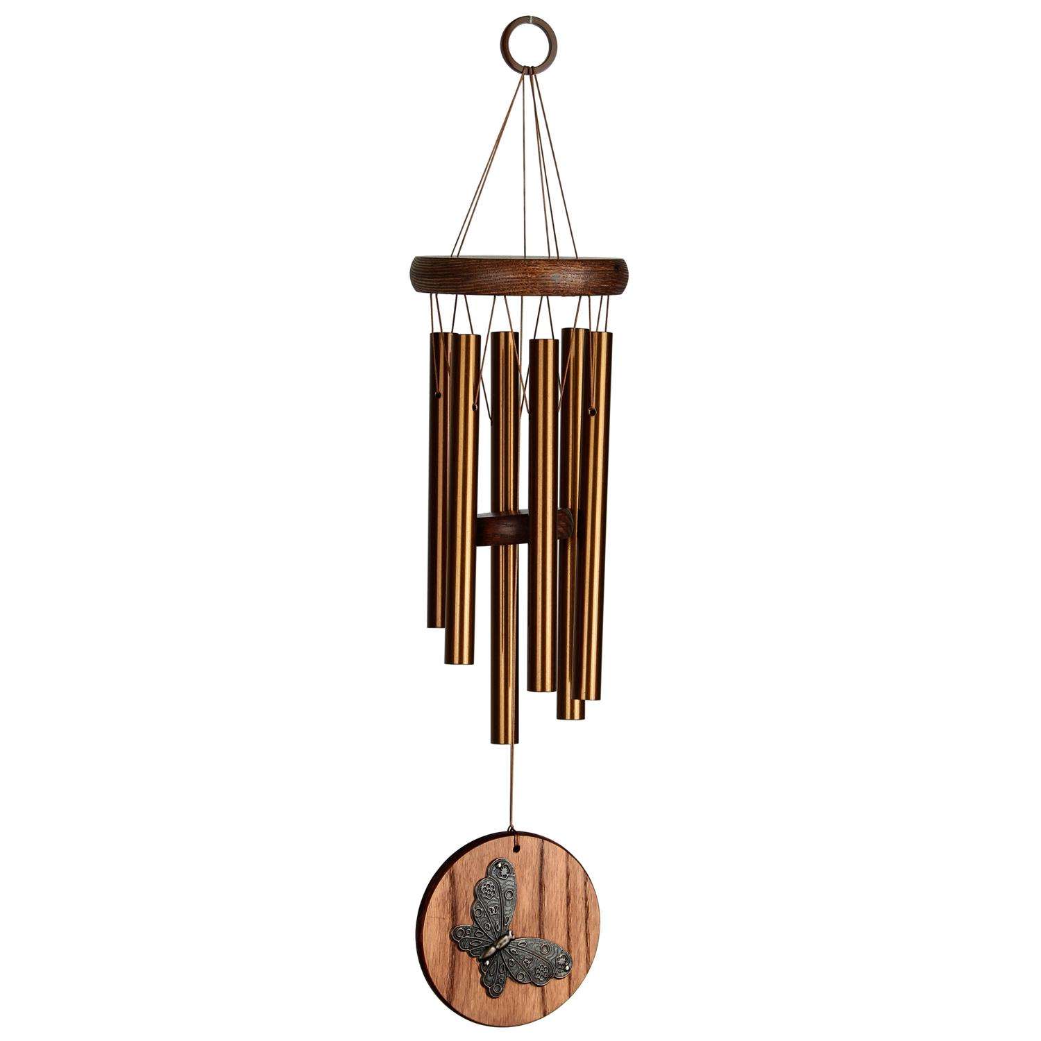  Woodstock Chimes Habitats Bronze Aluminum/Wood 17 In. Butterfly Wind Chime
