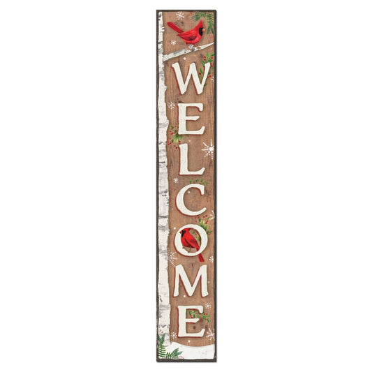  My Word! Multicolored Wood 46.5 In. H Welcome Birch Tree With Cardinal Porch Sign