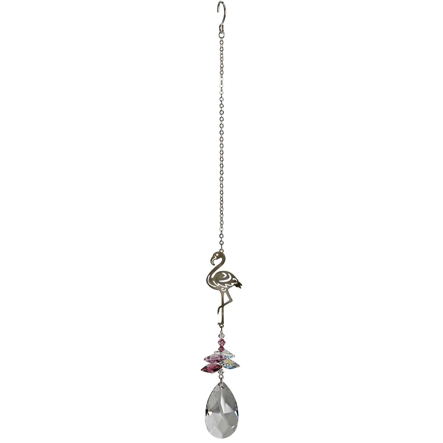  Woodstock Chimes Multi-color Crystal 4.5 In. Pink Flamingo Wind Chime