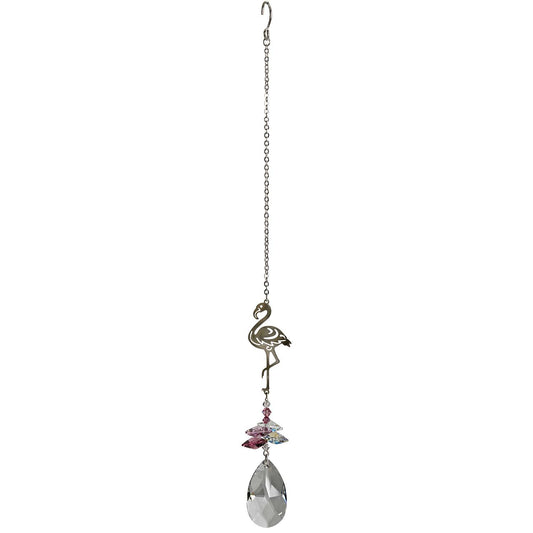  Woodstock Chimes Multi-color Crystal 4.5 In. Pink Flamingo Wind Chime
