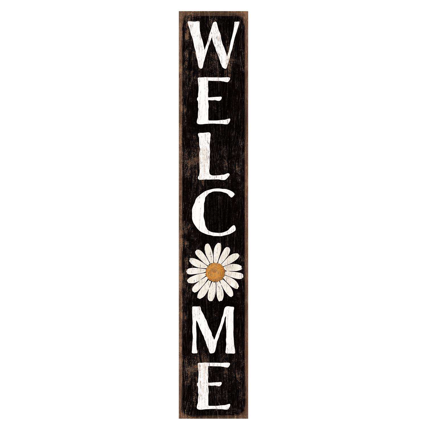  My Word! Black/White Wood 46.5 In. H Welcome - White Daisy Porch Sign