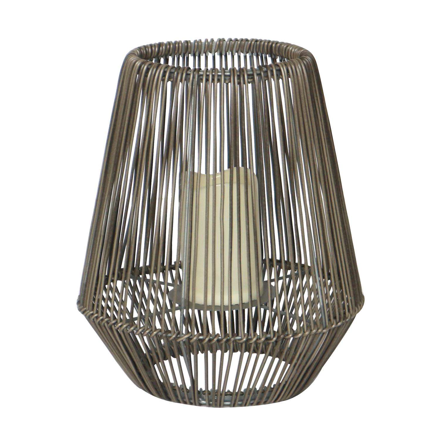  Infinity Gray Metal/Resin 12 In. H Poly Rattan Lantern
