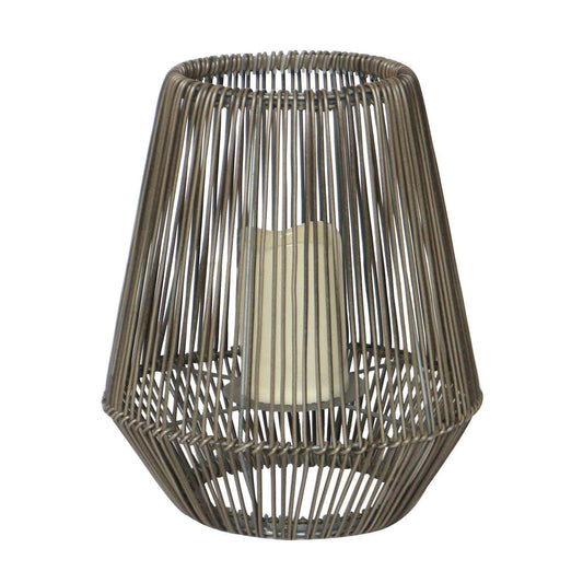  Infinity Gray Metal/Resin 12 In. H Poly Rattan Lantern