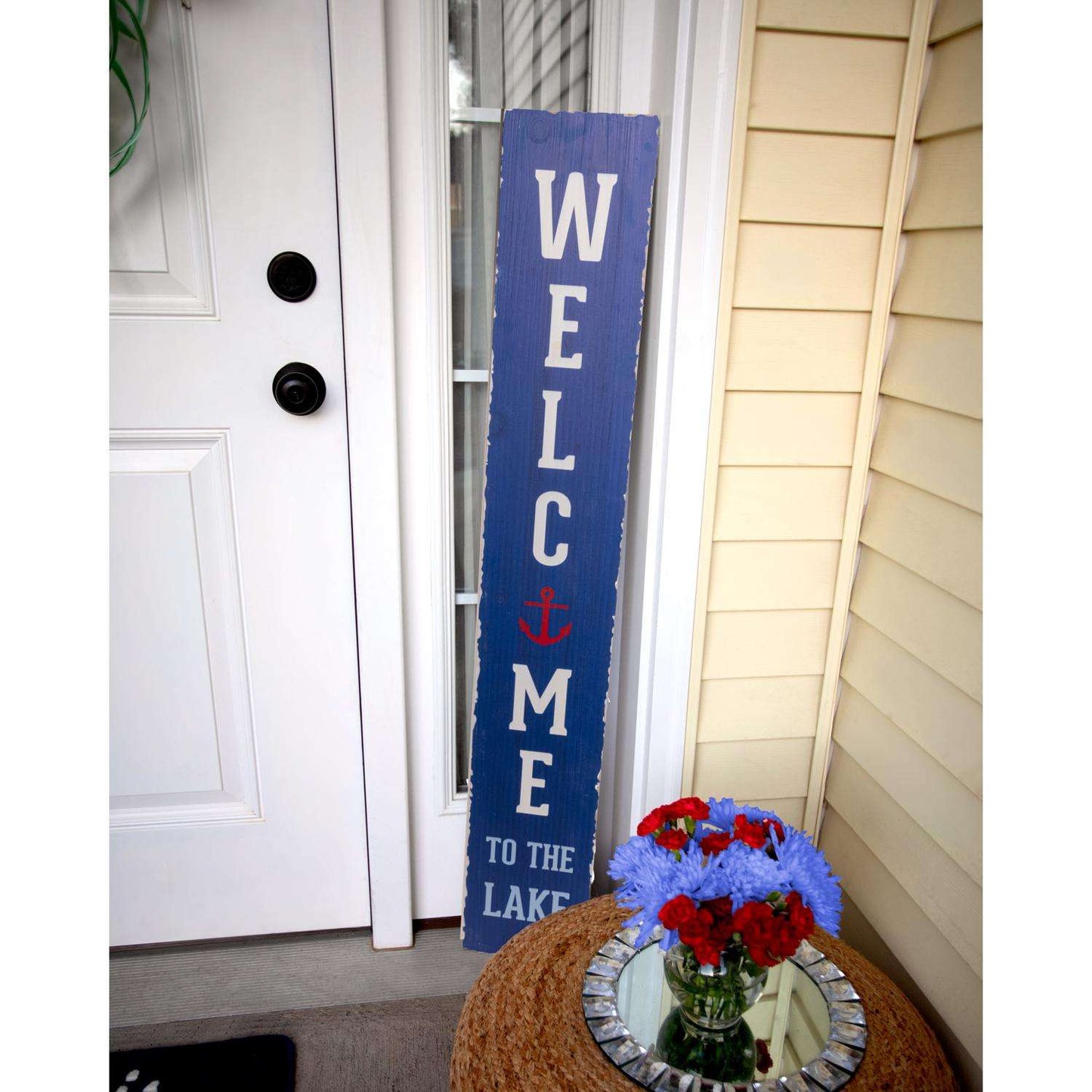  Pavilion We People Navy Blue Wood 48 In. H Anchor Porch Sign