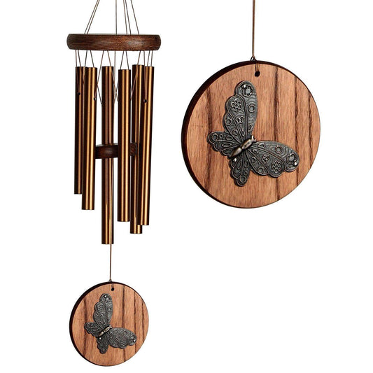  Woodstock Chimes Habitats Bronze Aluminum/Wood 17 In. Butterfly Wind Chime