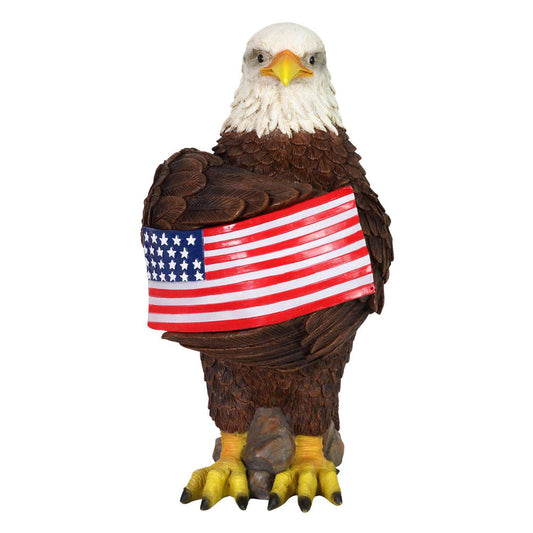  Exhart Multicolored Resin 12 In. H Bald Eagle With USA Flag Solar Statue