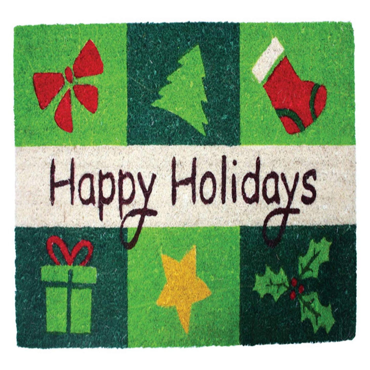  J & M Home Fashions 1.5 Ft. W X 2.5 Ft. L Multi-color Christmas Coir Outdoor Rug