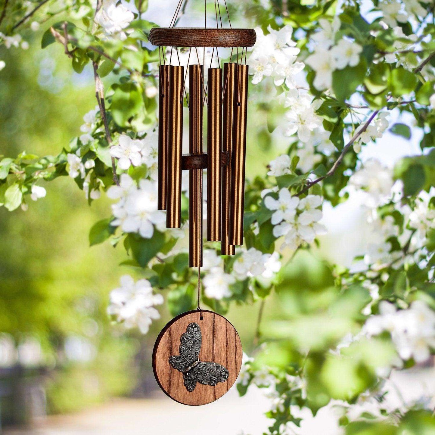  Woodstock Chimes Habitats Bronze Aluminum/Wood 17 In. Butterfly Wind Chime